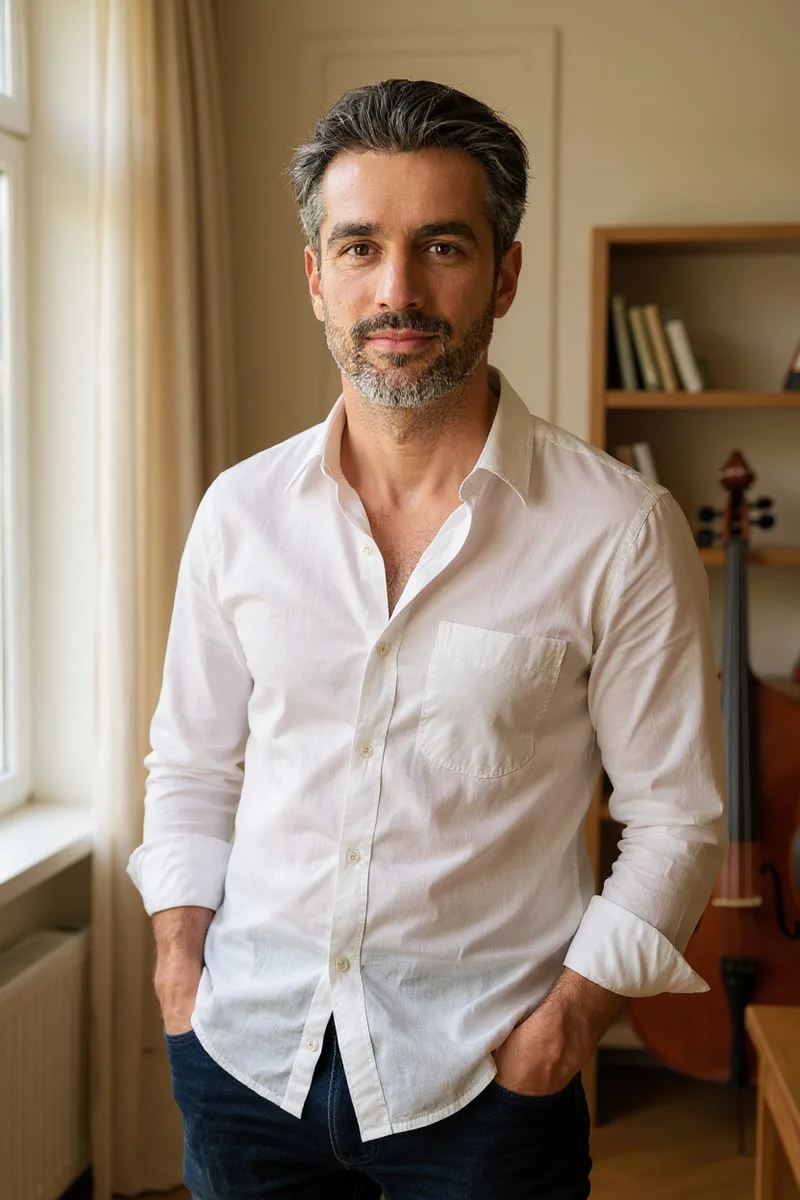 Laurent, AI-generated portrait of a fictional character