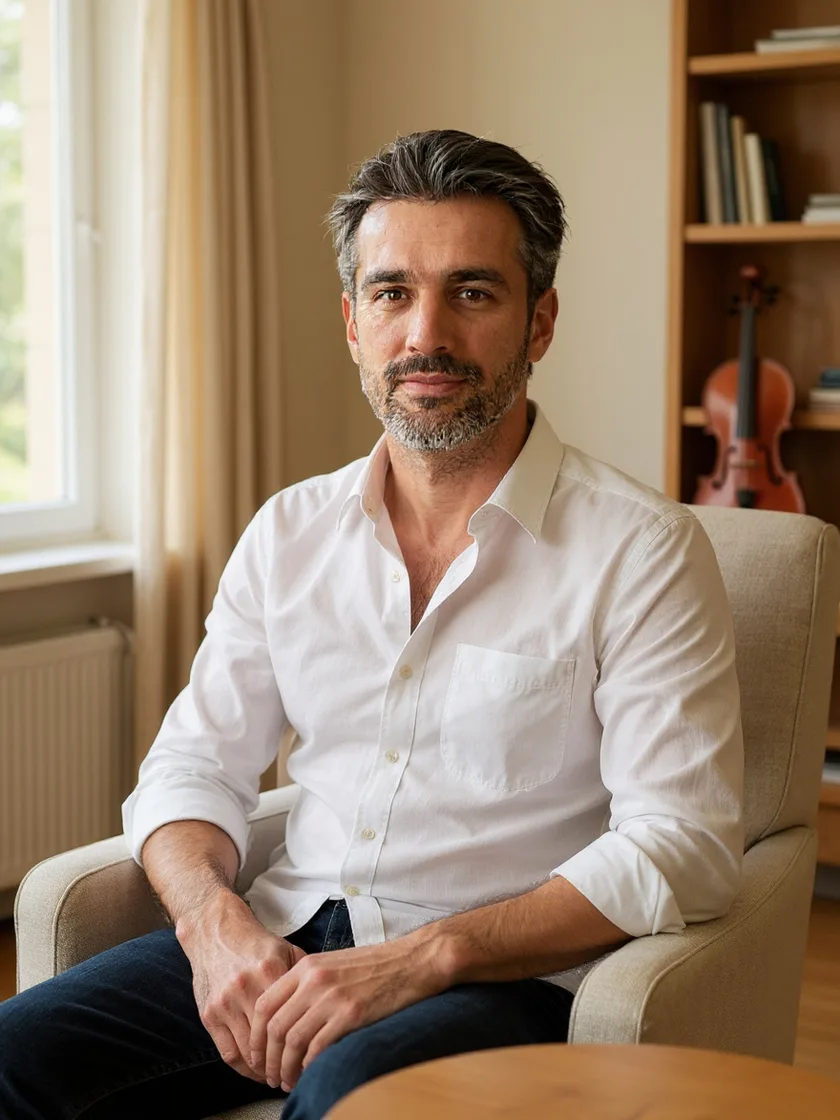 Laurent, AI-generated portrait of a fictional character