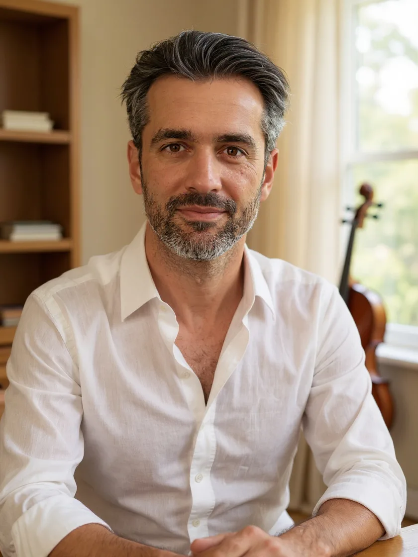 Laurent, AI-generated portrait of a fictional character